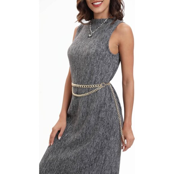 Gold Metal Link Waist Chain Belt for Women Dress Accessories Stylish Gift - Picture 4 of 7